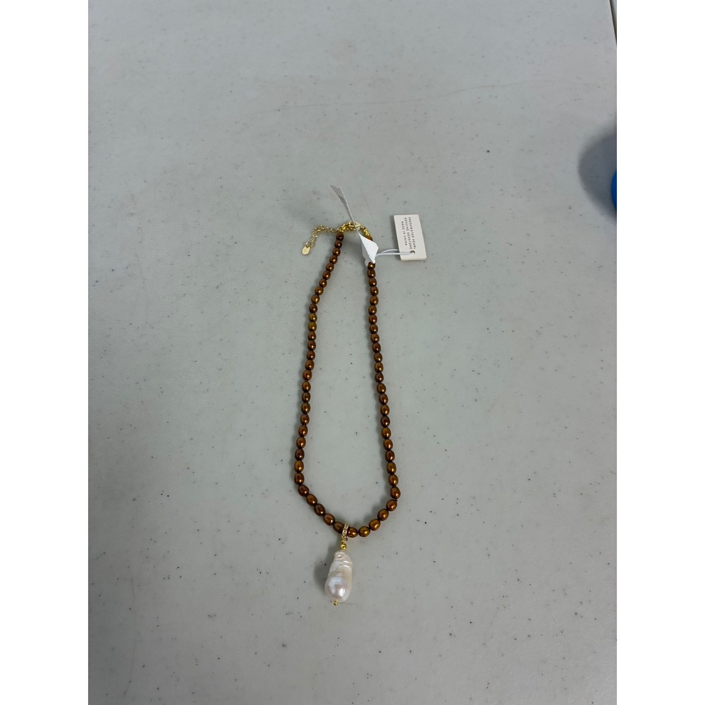 Iris & Lily Brown Freshwater Pearl Necklace with White Baroque Pearl Pendant NEW - Picture 6 of 6